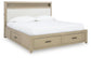 Calmoro King Bookcase Bed with Mirrored Dresser and Nightstand