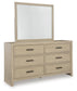 Calmoro King Bookcase Bed with Mirrored Dresser and Nightstand
