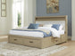 Calmoro King Bookcase Bed with Mirrored Dresser and Nightstand