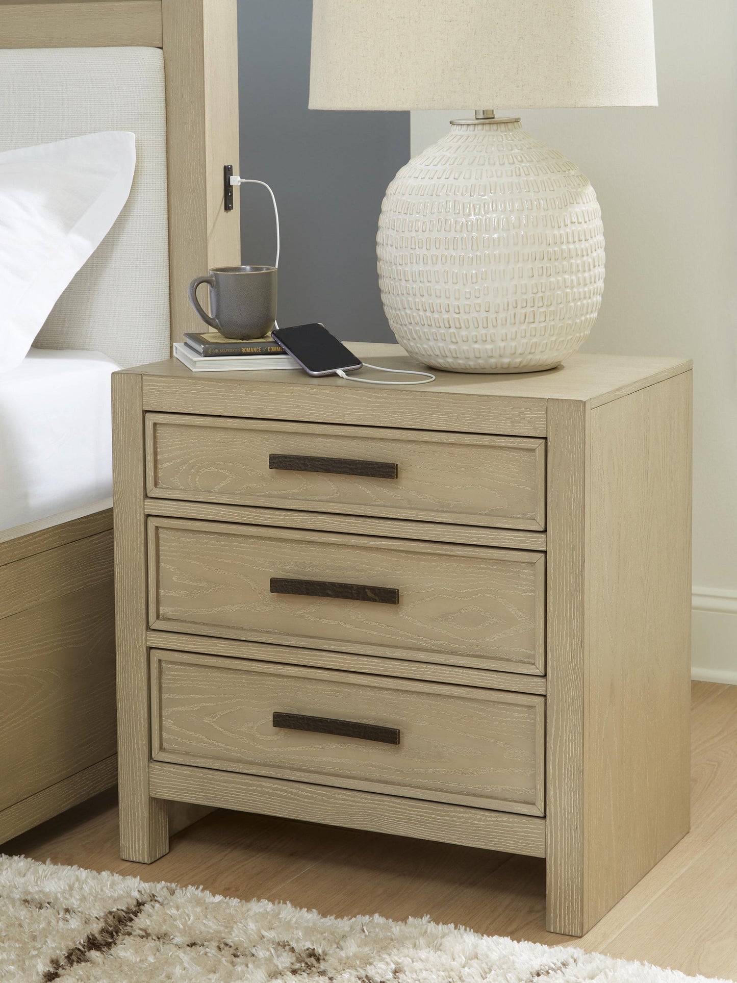 Calmoro King Bookcase Bed with Mirrored Dresser and Nightstand