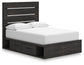 Delmorta Full Panel Storage Bed, Dresser, Mirror, Chest and Nightstand