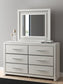 Birmonton Queen Upholstered Panel Platform Bed, Dresser, Mirror, Chest and Nightstand