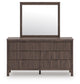 Cadmori Queen Upholstered Panel Platform Bed, Dresser, Mirror and Nightstand