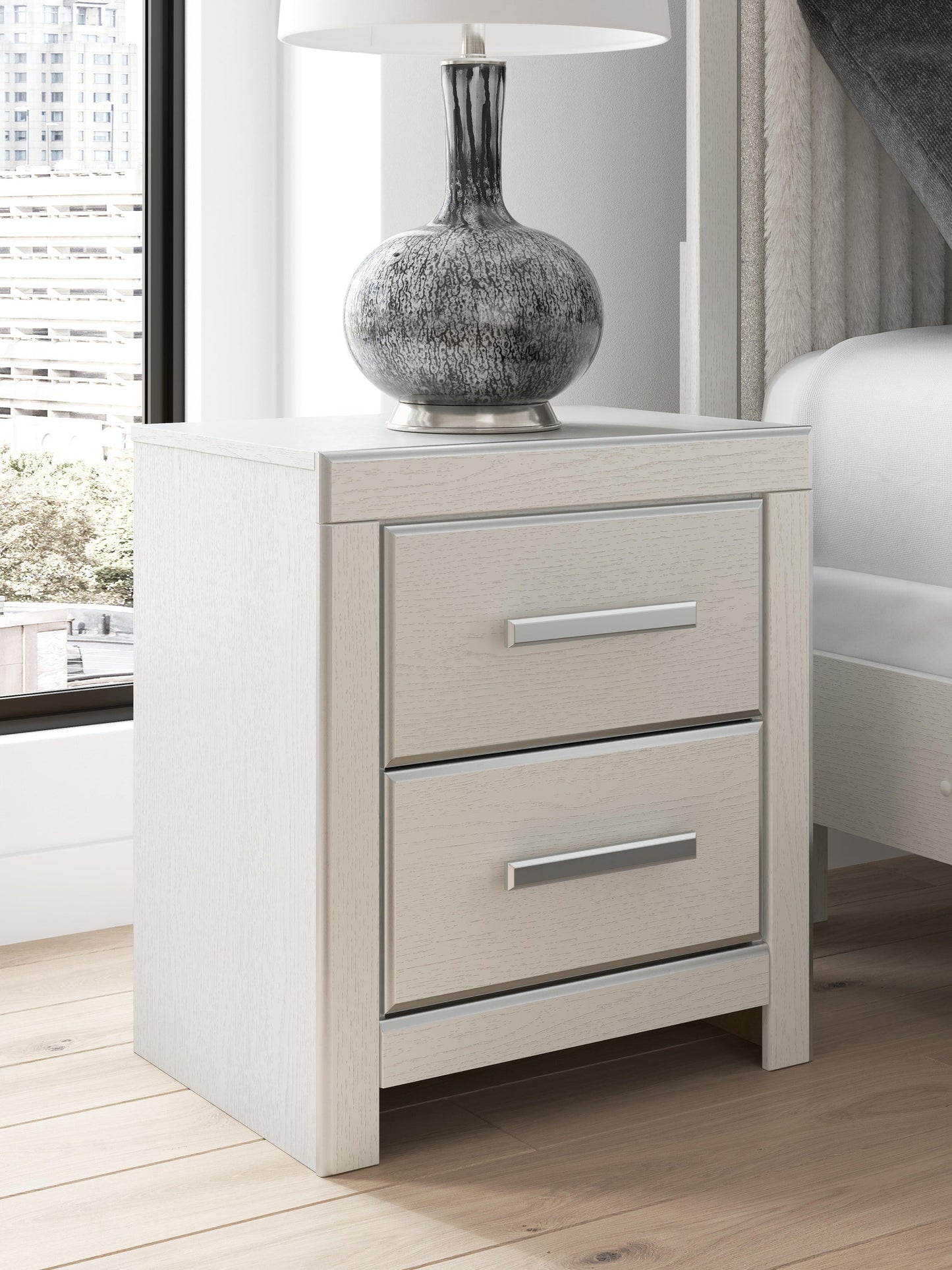 Birmonton King Upholstered Panel Platform Storage Bed, Dresser, Mirror, Chest and Nightstand