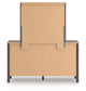 Cadmori King Upholstered Panel Bed, Dresser and Mirror