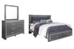 Lodanna King Panel Bed with 2 Storage Drawers with Mirrored Dresser