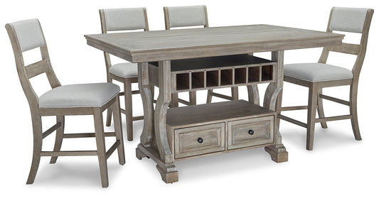 Moreshire Counter Height Dining Table and 4 Barstools
